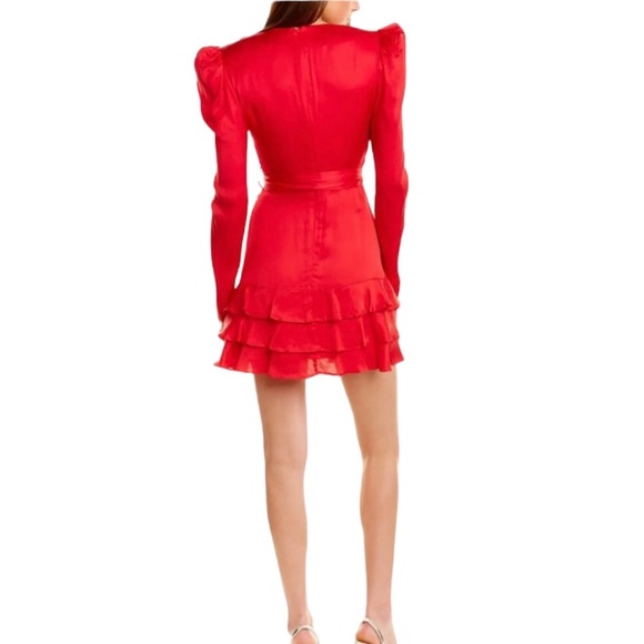NWT Bardot Red Long Sleeve Ruffle Trim Mini Dress Size XS US 2. - Picture 2 of 12